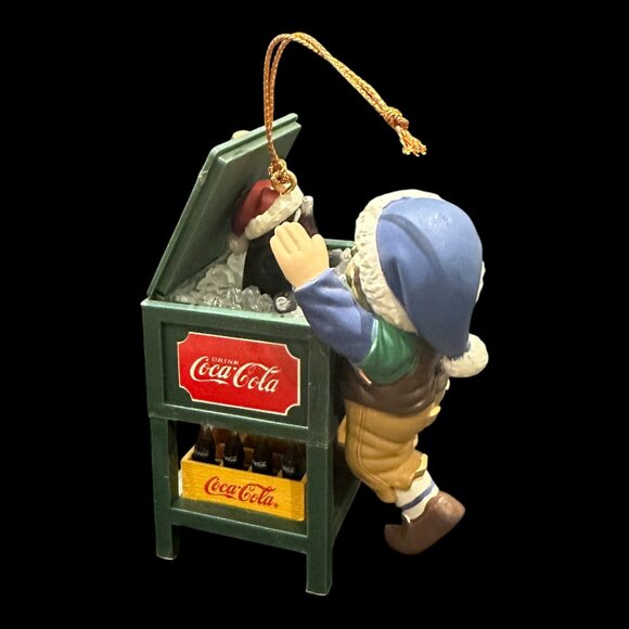 Vintage Coca-Cola Elf & Penguin Ornament – Christmas Coke Cooler Scene - Picture 4 of 8